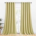 NICETOWN Blackout Curtain Panels for Bedroom, 2 Panels, W70 x L95-inch, Paler Yellow, Thermal Insulated Grommet Top Blackout Draperies and Drapes for Basement
