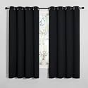 NICETOWN Blackout Curtain Panels for Bedroom, 2 Panels, W52 x L60-inch, Black, Thermal Insulated Grommet Top Blackout Draperies and Drapes for Basement