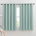 NICETOWN Blackout Curtain Panels for Bedroom, Aqua, 2 Panels, W70 x L63-inch, Grey, Thermal Insulated Grommet Top Blackout Draperies and Drapes for Basement