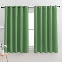 NICETOWN Blackout Curtain Panels for Bedroom, Forest Green, 2 Panels, W70 x L63-inch, Grey, Thermal Insulated Grommet Top Blackout Draperies and Drapes for Basement