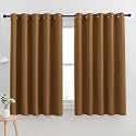 NICETOWN Blackout Curtain Panels for Bedroom, Gold Brown, 2 Panels, W70 x L63-inch, Grey, Thermal Insulated Grommet Top Blackout Draperies and Drapes for Basement