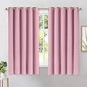 NICETOWN Blackout Curtain Panels for Bedroom, Rouge Pink, 2 Panels, W70 x L63-inch, Grey, Thermal Insulated Grommet Top Blackout Draperies and Drapes for Basement
