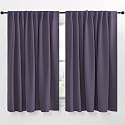 NICETOWN Blackout Curtain Panels Window Draperies - (Greyish Purple Color) 62x63 inch, 2 Pieces, Insulating Room Darkening Blackout Drapes for Doorway Shower Bathroom Laundry Room Bifold Door