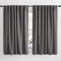 NICETOWN Blackout Curtain Panels Window Draperies - (Grey Color) 62x63 inch, 2 Pieces, Insulating Room Darkening Blackout Drapes for Doorway Shower Bathroom Laundry Room Bifold Door