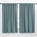 NICETOWN Blackout Curtain Panels Window Draperies - (Greyish Blue Color) 62x63 inch, 2 Pieces, Insulating Room Darkening Blackout Drapes for Doorway Shower Bathroom Laundry Room Bifold Door