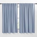NICETOWN Blackout Curtain Panels Window Draperies - (Vintage Blue Color) 62x63 inch, 2 Pieces, Insulating Room Darkening Blackout Drapes for Doorway Shower Bathroom Laundry Room Bifold Door