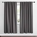 NICETOWN Blackout Curtain Panels Window Draperies - (Grey Color) 62x72 inch, 2 Pieces, Insulating Room Darkening Blackout Drapes for Bedroom, Privacy Doorway Curtain for Door