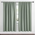 NICETOWN Blackout Curtain Panels Window Draperies - (Greyish Green Color) 62x72 inch, 2 Pieces, Insulating Room Darkening Blackout Drapes for Doorway Shower Bathroom Laundry Room Bifold Door