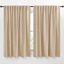NICETOWN Blackout Curtain Panels Window Draperies - (Biscotti Beige Color) 62x63 inch, 2 Pieces, Insulating Room Darkening Blackout Drapes for Doorway Shower Bathroom Laundry Room Bifold Door