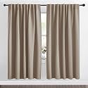 NICETOWN Blackout Curtain Panels Window Draperies - (Taupe Color) 62x72 inch, 2 Pieces, Insulating Room Darkening Blackout Drapes for Doorway Shower Bathroom Laundry Room Bifold Door