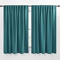 NICETOWN Blackout Curtain Panels Window Draperies - (Sea Teal Color) 62x63 inch, 2 Pieces, Insulating Room Darkening Blackout Drapes for Doorway Shower Bathroom Laundry Room Bifold Door