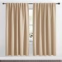 NICETOWN Blackout Curtain Panels Window Draperies - (Biscotti Beige Color) 62x72 inch, 2 Pieces, Insulating Room Darkening Blackout Drapes for Doorway Shower Bathroom Laundry Room Bifold Door