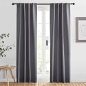 NICETOWN Blackout Curtain Panels Window Draperies - (Grey Color) 34-Inch Wide x84-Inch Long, 2 Pieces, Home Decoration Light &amp; Noise Reducing Window Covering Room Darkening Drapes for Bedroom