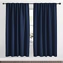NICETOWN Blackout Curtain Panels Window Draperies - (Navy Blue Color) 62x72 inch, 2 Pieces, Insulating Room Darkening Blackout Drapes for Bedroom, Privacy Doorway Curtain for Door