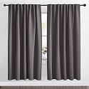 NICETOWN Blackout Curtain Panels Window Draperies - (Grey Color) 70x72 inch, 2 Pieces, Insulating Room Darkening Blackout Drapes for Bedroom