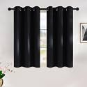 NICETOWN Blackout Curtains 45 Inches Long Kitchen Drapes, Black Solid Thermal Insulated Grommet Blackout Drapery Panels for Window (2 Panels, 42 Inch Wide by 45 Inch Long, Black)