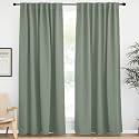 NICETOWN Blackout Curtains 84 inches Long for Living Room, Rod Pocket &amp; Back Tab Window Curtains, Eatra Long Drape Panels for Office (Greyish Green, 70" W x 84" L per Panel, 2 PCs)