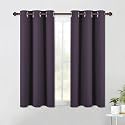 NICETOWN Blackout Curtains &amp; Drapes for Bedroom, Greyish Purple, W34 x L48, Set of 2, Triple Weave Grommet Top Thermal Insulated Light Blocking Panels for Bathroom/Living Room
