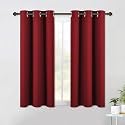 NICETOWN Blackout Curtains &amp; Drapes for Bedroom, Burgundy Red, W34 x L48, Set of 2, Triple Weave Grommet Top Thermal Insulated Light Blocking Panels for Bathroom/Living Room