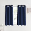 NICETOWN Blackout Curtains &amp; Drapes for Kitchen, Navy, 1 Pair, 34 x 40 Inch, Thermal Insulated Solid Grommet Top Blackout Panels/Draperies for Bedroom/Living Room