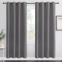 NICETOWN Blackout Curtains Panels for Bedroom, 2 Panels, 52 x 70 Inch, Gray, 3 Pass Microfiber Noise Reducing Thermal Insulated Solid Ring Top Blackout Window Drapes
