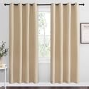 NICETOWN Blackout Curtains Panels for Bedroom, 2 Panels, 52 x 70 Inch, Biscotti Beige, 3 Pass Microfiber Noise Reducing Thermal Insulated Solid Ring Top Blackout Window Drapes