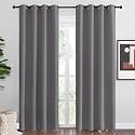NICETOWN Blackout Curtains Panels for Bedroom, 2 Panels, 52 x 80 Inch, Gray, 3 Pass Microfiber Noise Reducing Thermal Insulated Solid Ring Top Blackout Window Drapes
