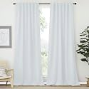 NICETOWN Blackout Curtains Shades Window Drapes - (Greyish White Color) W52 x L90, Double Panels, Blackout Draperies Window Treatment for Living Room