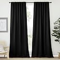 NICETOWN Blackout Curtains Shades Window Drapes - (Black Color) W52 x L90, Double Panels, Blackout Draperies Window Treatment for Living Room