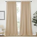 NICETOWN Blackout Curtains Shades Window Drapes - (Biscotti Beige Color) W52 x L90, Double Panels, Blackout Draperies Window Treatment for Living Room