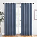 NICETOWN Blackout Draperies 60" W x 84" L Curtains for Kids Room, Window Treatment Thermal Insulated Solid Grommet Blackout Drape Panels for Bedroom (Stone Blue, Set of 2, 60 by 84 inches)