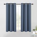 NICETOWN Blackout Draperies Curtains for Kids Room, Window Treatment Thermal Insulated Solid Grommet Blackout Drape Panels for Bedroom (Set of 2 Panels, 42 by 54 Inch, Stone Blue)