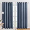 NICETOWN Blackout Draperies Curtains for Kids Room, Window Treatment Thermal Insulated Solid Grommet Blackout Drape Panels for Bedroom (Stone Blue, Set of 2, 70 by 84 inches)