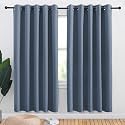 NICETOWN Blackout Draperies Curtains for Kids Room, Window Treatment Thermal Insulated Solid Grommet Blackout Drape Panels for Bedroom (Stone Blue, Set of 2, 70 by 72 inches)