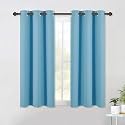 NICETOWN Blackout Draperies Curtains for Kids Room, Window Treatment Thermal Insulated Solid Grommet Blackout Drape Panels for Bedroom (Set of 2, 42 by 54 Inch, Teal Blue)