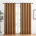 NICETOWN Blackout Draperies Curtains for Kids Room, Window Treatment Thermal Insulated Solid Grommet Blackout Drape Panels for Bedroom (Gold Brown, Set of 2, 60 by 84 inches)