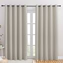 NICETOWN Blackout Draperies Curtains for Kids Room, Window Treatment Thermal Insulated Solid Grommet Blackout Drape Panels for Bedroom (Natural, Set of 2, 70 by 84 inches)