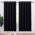 NICETOWN Blackout Draperies Window Curtain Panels, Autumn/Winter Thermal Insulated Solid Grommet Blackout Curtains/Drapes for Cafe (Set of 2, 70 inches by 72 inches, Black)