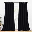 NICETOWN Blackout Draperies Window Curtain Panels, Autumn/Winter Thermal Insulated Solid Grommet Blackout Curtains/Drapes for Cafe (Set of 2, 70 inches by 108 inches, Black)