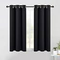 NICETOWN Blackout Draperies Window Curtain Panels, Autumn/Winter Thermal Insulated Solid Grommet Blackout Curtains/Drapes for Living Room (Set of 2, 42 Inch by 54 Inch, Black)