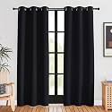 NICETOWN Blackout Draperies Window Curtain Panels, Set of 2, 42 inches by 80 inches, Black, Thermal Insulated Solid Grommet Blackout Curtains/Drapes for Cafe