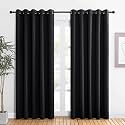 NICETOWN Blackout Draperies Window Curtain Panels, Autumn/Winter Thermal Insulated Solid Grommet Blackout Curtains/Drapes for Cafe (Set of 2, 60 inches by 84 inches, Black)