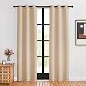 NICETOWN Blackout Farmhouse Curtains, Biscotti Beige, Set of 2, 34 by 80 Inch, Thermal Insulated Solid Grommet Vertical Drapes Room Darkening Window Treatments for Bedroom