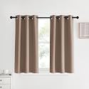 NICETOWN Blackout Small Curtains for Bedroom, W34 x L40, Set of 2, Cappuccino, Triple Weave Grommet Top Thermal Insulated Light Blocking Panels for Bathroom/Kitchen