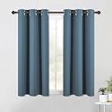 NICETOWN Blackout Window Curtains 60 inch Length 2 Panels, 34 x 60 Inch, Smoky Blue, Grommet Top Room Darkening Thermal Insulated Solid Vertical Drapes for Bedroom/Kid Room