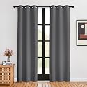 NICETOWN Blackout Window Curtains 80 inch Long, 2 Panels, 34 inch, Grey, Grommet Top Room Darkening Thermal Insulated Solid Vertical Drapes for Bedroom/Kid Room