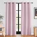 NICETOWN Blackout Window Curtains 80 inch Long, 2 Panels, 34 inch, Baby Pink, Grommet Top Room Darkening Thermal Insulated Solid Vertical Drapes for Bedroom/Kid Room