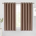 NICETOWN Blackout Window Curtains and Drapes for Kitchen, Window Treatment Thermal Insulated Solid Grommet Blackout Drapery Panels (Set of 2, 70 by 54 inches, Cappuccino)