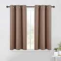 NICETOWN Blackout Window Curtains and Drapes for Kitchen, Window Treatment Thermal Insulated Solid Grommet Blackout Drapery Panels (Set of 2 Panels, 42 by 45 Inch, Cappuccino)
