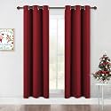 NICETOWN Christmas Bedroom Curtain Panels Blackout Draperies, Home Decorations Thermal Insulated Solid Grommet Top Blackout Curtains/Drapes for Winter (1 Pair, 42 x 72-Inch, Burgundy Red)